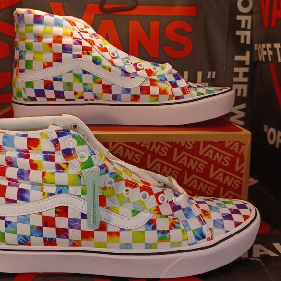 Vans Comfycush Sk8-Hi Tie Dye Checker White Size US 12 Men New VN0A3WMCWWX - Picture 9 of 12